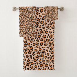 Conjunto De Toalhas Orange and Brown Leopard Print
