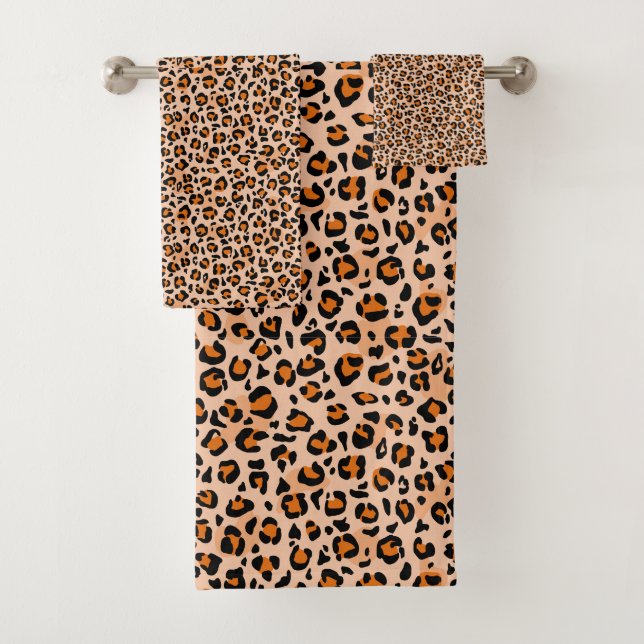 Conjunto De Toalhas Orange and Brown Leopard Print (Insitu)