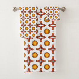 Conjunto De Toalhas Orange and yellow mandala pattern