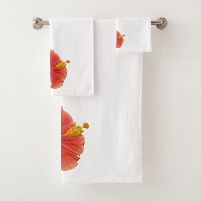 Conjunto De Toalhas Orange Hibiscus Flower Tropical Floral (Insitu)