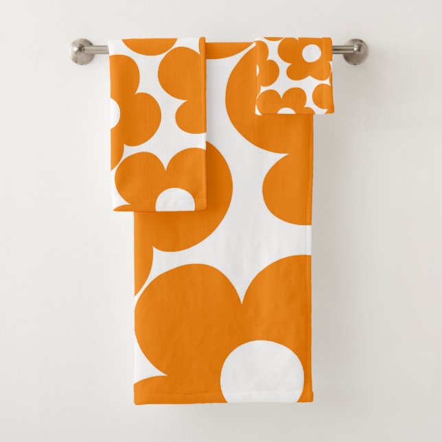 Conjunto De Toalhas Orange Retro Daisies #1 #decor #art (Insitu)