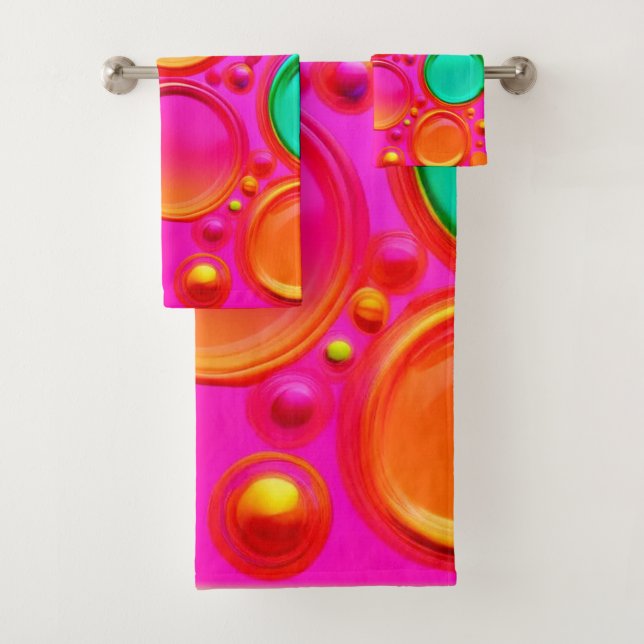 Conjunto De Toalhas Orb Abstrato Art Colorida (Insitu)