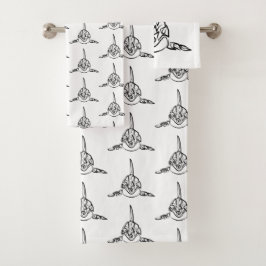 Conjunto De Toalhas Orca Tribal Negra