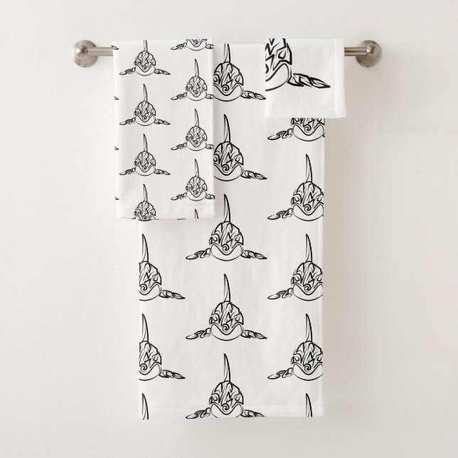 Conjunto De Toalhas Orca Tribal Negra (Insitu)