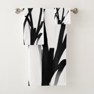 Conjunto De Toalhas Orchid Blanc: Abstrato branco e preto