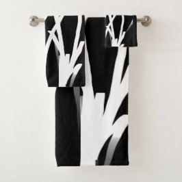 Conjunto De Toalhas Orchid Noir: Abstrato preto e branco