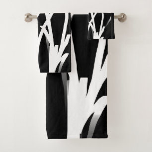 Conjunto De Toalhas Orchid Noir: Abstrato preto e branco