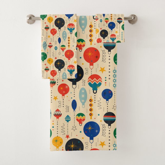 Conjunto De Toalhas Ornament Padrão retroativo Desvio de férias bege (Insitu)