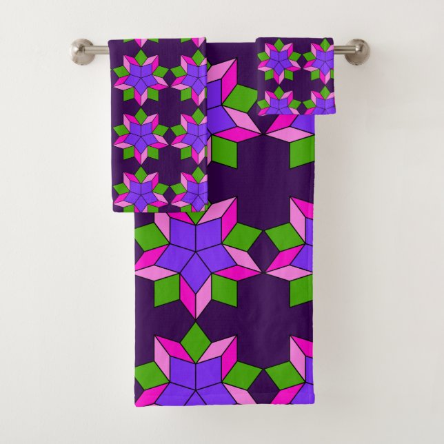 Conjunto De Toalhas Ornament with violet flowers (Insitu)