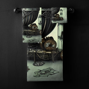 Conjunto De Toalhas Ornamentado Steampunk Cauldron e Itens Mágicos em