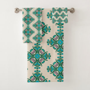 Conjunto De Toalhas Ornamentado Vintage Art Nouveau Azulejo Padrão Ve