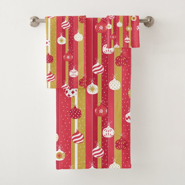 Conjunto De Toalhas Ornamentos de Árvore de Natal Amarelo Vermelho (Insitu)