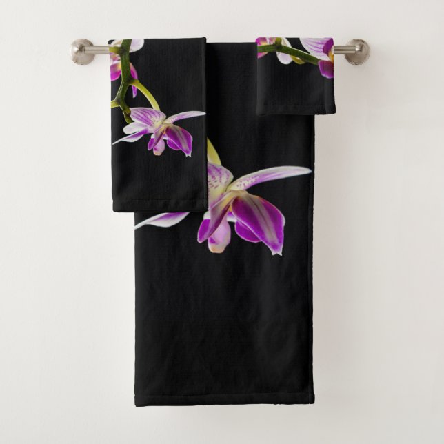 Conjunto De Toalhas Orquídea branca e roxa (Insitu)