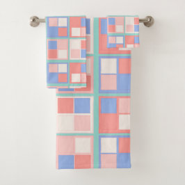 Conjunto De Toalhas Os Quadrados de Cores Quádruplas