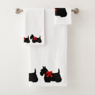 Conjunto De Toalhas Os Scottish Terrier/arco vermelho, branco ou