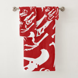 Conjunto De Toalhas Ossos de dinossauro (vermelhos)