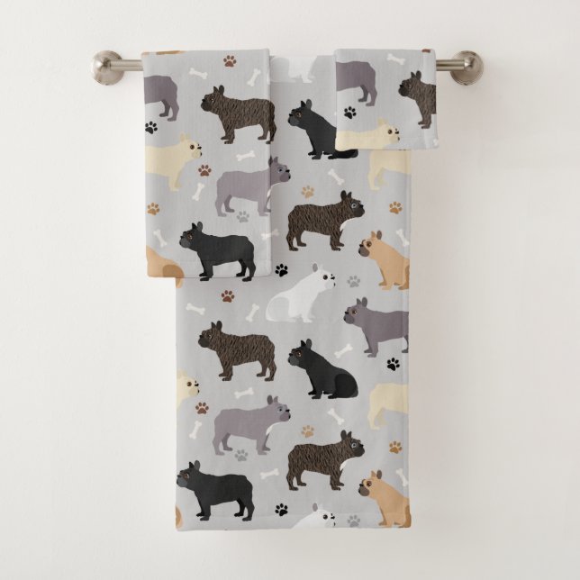 Conjunto De Toalhas Ossos do Buldogue Francês e Cinzas de patas (Insitu)
