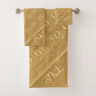 Conjunto De Toalhas ouro de aniversário de 50 anos Ochre Towel