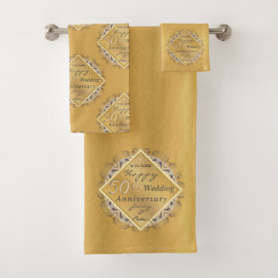 Conjunto De Toalhas ouro de aniversário de 50 anos Ochre Towel