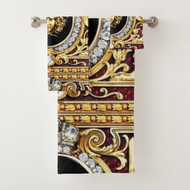 Conjunto De Toalhas Ouro Medusa Gems Gift Guest Towt Set (Insitu)