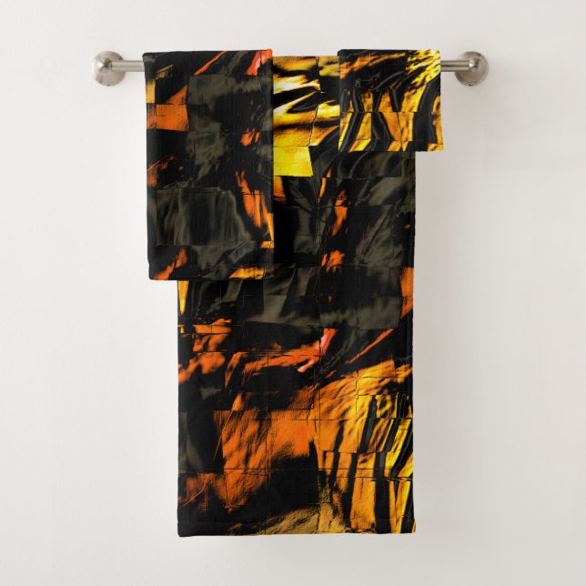 Conjunto De Toalhas Ouro queimado muito rústico, desenho de mosaico ab (Insitu)