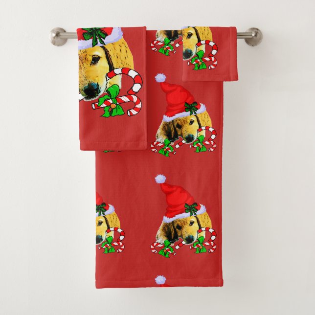 Conjunto De Toalhas Ouro Retriever Puppy Natal (Insitu)