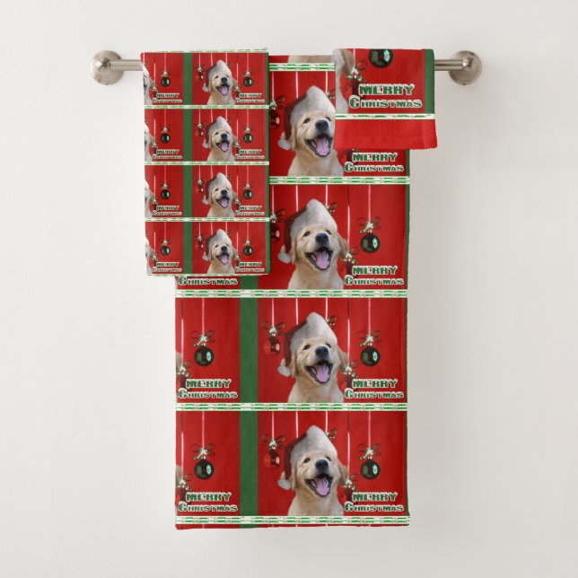 Conjunto De Toalhas Ouro Retriever Puppy Natal (Insitu)