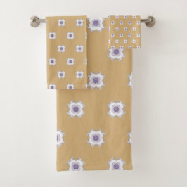 Conjunto De Toalhas Ouro Roxo Dourado Roxo De Arte Fractal