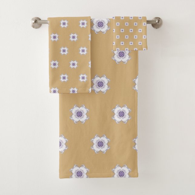 Conjunto De Toalhas Ouro Roxo Dourado Roxo De Arte Fractal (Insitu)