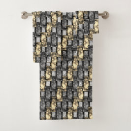 Conjunto De Toalhas Ouros e cinzas, esculpidos de peças retangulares