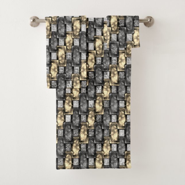 Conjunto De Toalhas Ouros e cinzas, esculpidos de peças retangulares (Insitu)