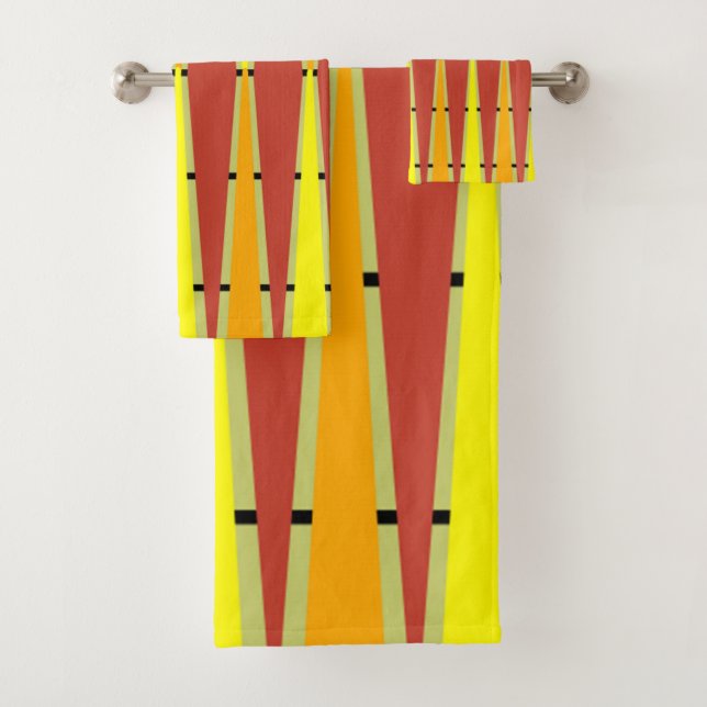 Conjunto De Toalhas Ouros e triângulos - Vermelho e Laranja (Insitu)