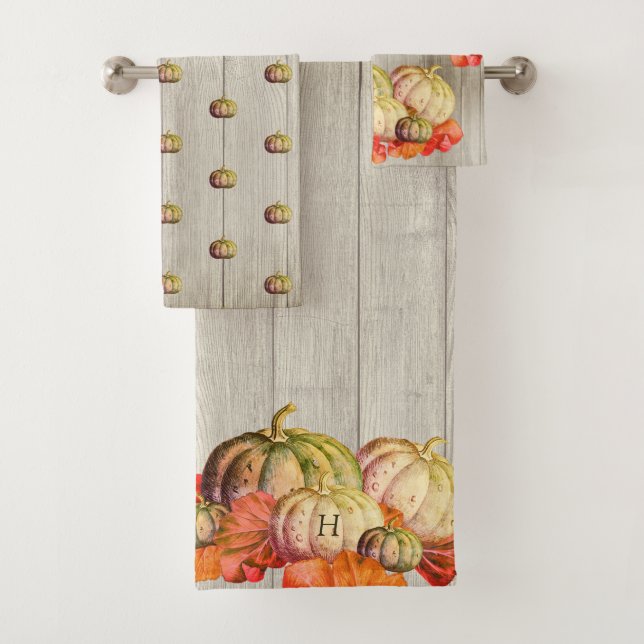 Conjunto De Toalhas Outono Queda Laranja Pumpkin Rústico Madeira Cura (Insitu)