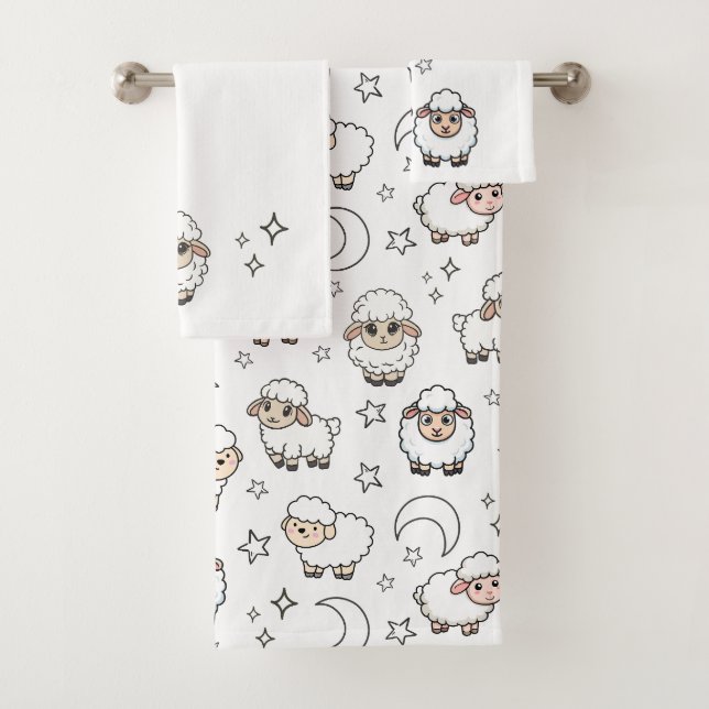 Conjunto De Toalhas Ovelhas Adormecidas e Lua com Estrelas Fofas (Insitu)