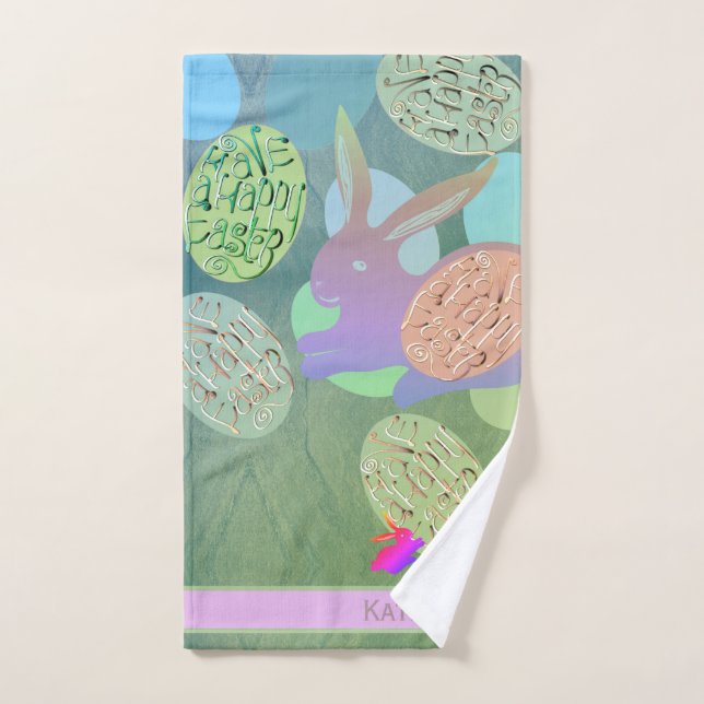 Conjunto De Toalhas Ovos de coelho da Páscoa (Toalha de mão)