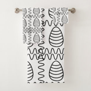 Conjunto De Toalhas Ovos de Páscoa Chevron Felz pascoa Preto e Branco