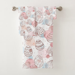 Conjunto De Toalhas Ovos de Páscoa de Pastel Watercolor 