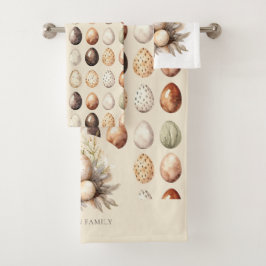Conjunto De Toalhas Ovos de Páscoa Pastel em Creme e Marrom