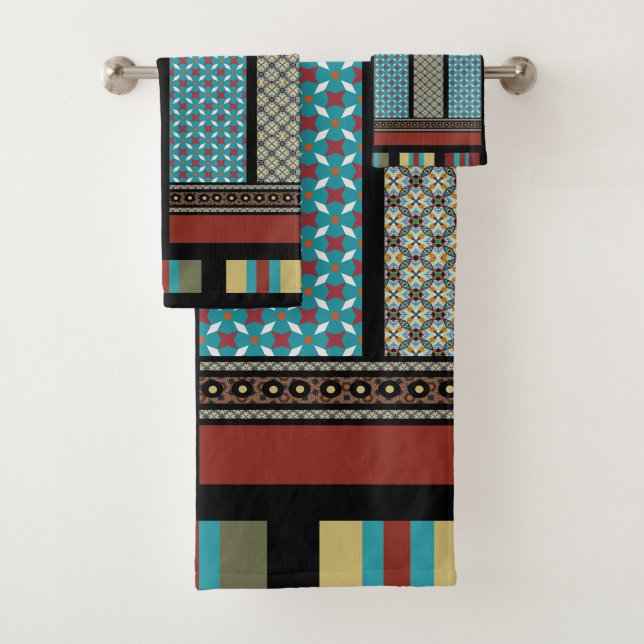 Conjunto De Toalhas Padrão 1 de Faixa de Bloco Mexicano (Insitu)