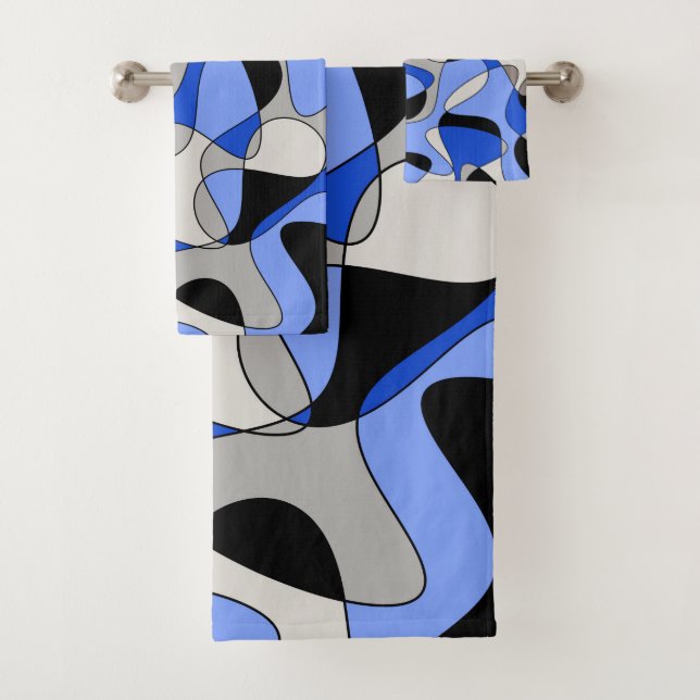 Conjunto De Toalhas Padrão abstrato - azul. (Insitu)