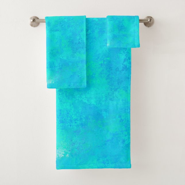 Conjunto De Toalhas Padrão Abstrato Azul Turquesa (Insitu)