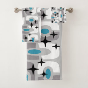 Conjunto De Toalhas Padrão Abstrato Cósmico Moderno Retro de Meados do