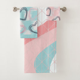 Conjunto De Toalhas padrão abstrato de 3 cores