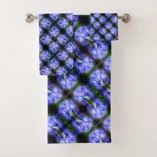 Conjunto De Toalhas Padrão Abstrato de Flor Gentiano Azul