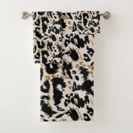Conjunto De Toalhas Padrão Abstrato de Leopardo Africano Boêmio