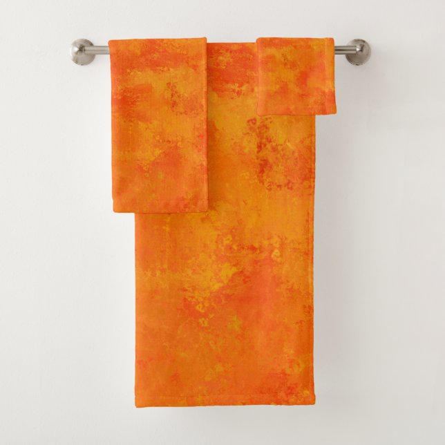 Conjunto De Toalhas Padrão Abstrato Laranja (Insitu)