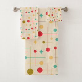 Conjunto De Toalhas Padrão Abstrato Moderno de Meados do Século 29 Cre
