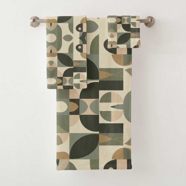 Conjunto De Toalhas Padrão Abstrato Moderno de Meados do Século em Ver (Insitu)
