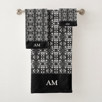 Conjunto De Toalhas Padrão Abstrato Moderno Preto e Branco