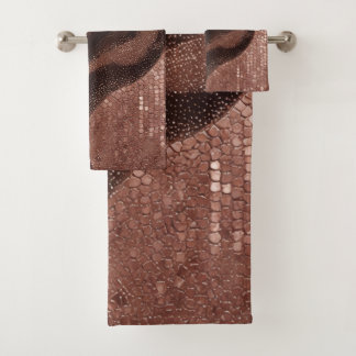 Conjunto De Toalhas Padrão Abstrato Ouro Moderno Com Brilho ✨
